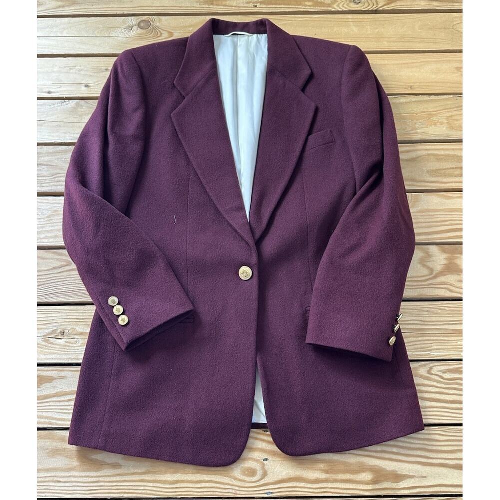 Pietrafesa Studio 121 Camel Hair Blazer Jacket Size 4 Women’s Purple Button Up